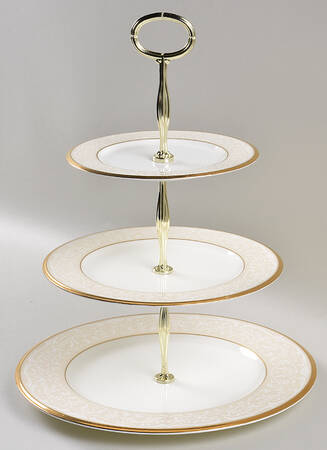 White Palace 13 7/8"-14 1/4" 3-Tiered Serving Tray(DP,SP,BB) HC