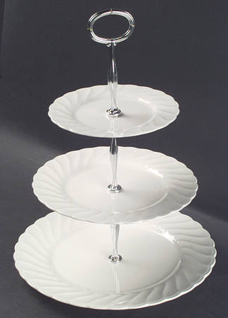 Windsor White 13 7/8"-14 1/4" 3-Tiered Serving Tray(DP,SP,BB) HC