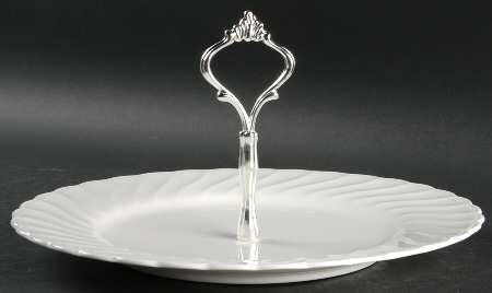 Windsor White Round Serving Plate with Handle (DP)