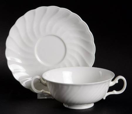 Windsor White Footed Cream Soup Bowl & Saucer Set