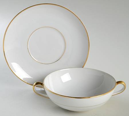 The Yukon (Gold Trim & Verge) Flat Cream Soup Bowl & Saucer Set