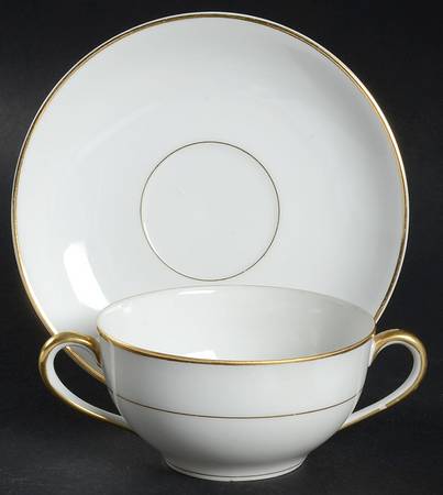 The Yukon (Gold Trim & Verge) Flat Bouillon Cup & Saucer