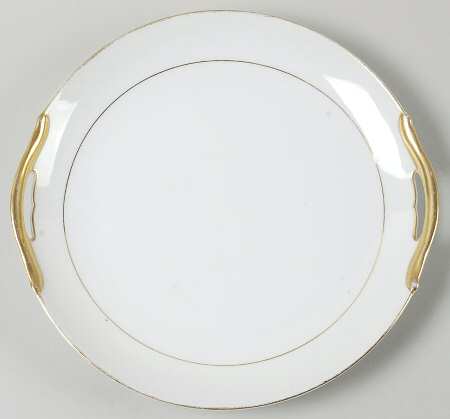 The Yukon (Gold Trim & Verge) Handled Cake Plate