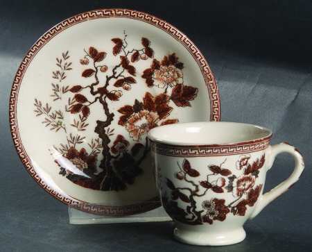 Indian Tree Brown (USA) Footed Demitasse Cup & Saucer Set