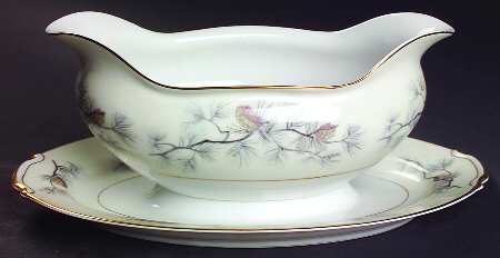 Olympia (Pine Cones) Gravy Boat with Attached Underplate