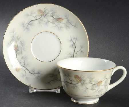 Olympia (Pine Cones) Footed Cup & Saucer Set