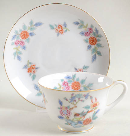 Oriental Garden Footed Cup & Saucer Set