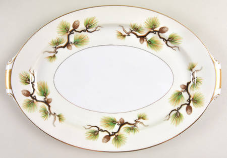 Shasta Pine Cream 15" Oval Serving Platter