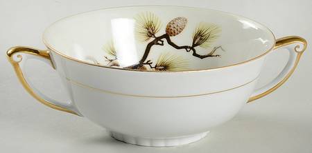 Shasta Pine Cream Footed Cream Soup Bowl