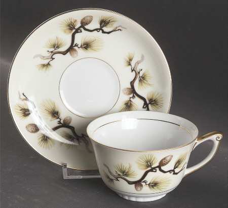 Shasta Pine Cream Footed Cup & Saucer Set