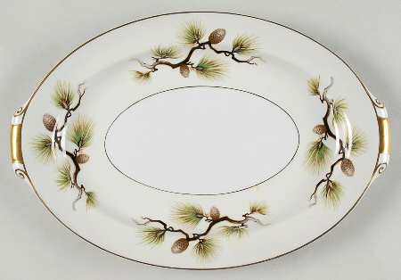 Shasta Pine Cream 12" Oval Serving Platter