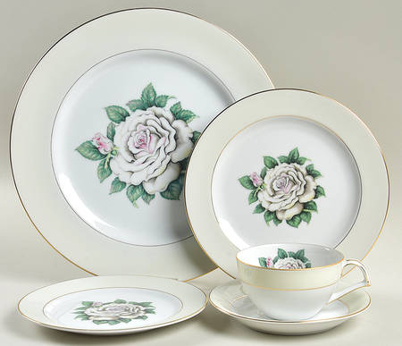 White Rose 5 Piece Place Setting