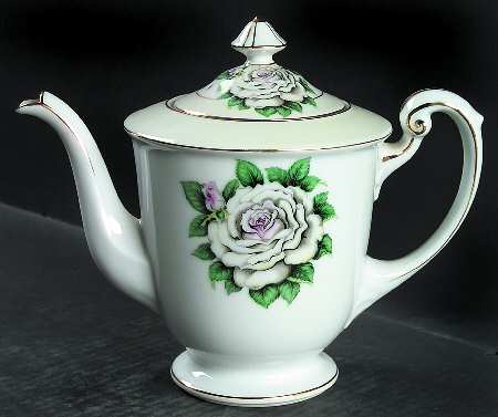 White Rose Teapot & Lid