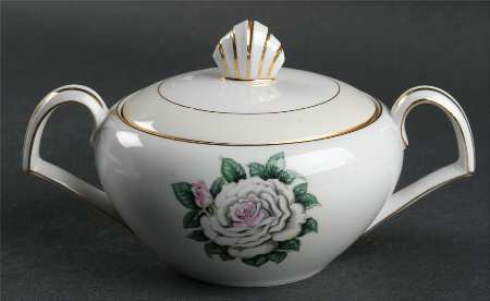 White Rose Sugar Bowl & Lid