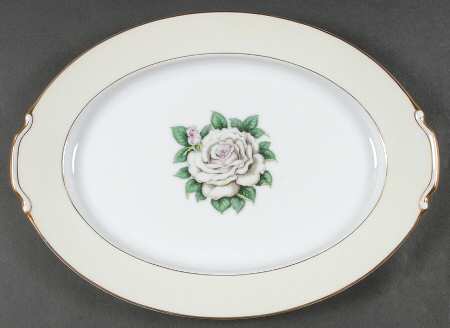 White Rose 14" Oval Serving Platter