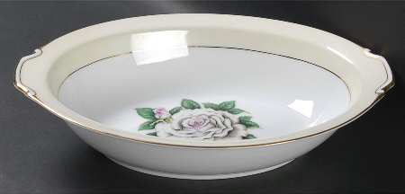 White Rose 11" Oval Vegetable Bowl