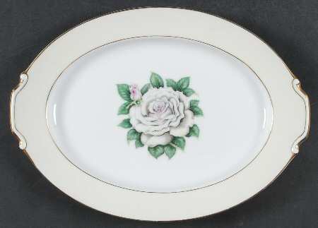 White Rose 12" Oval Serving Platter