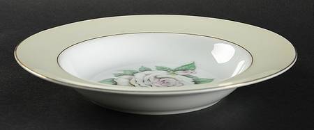 White Rose Rim Soup Bowl