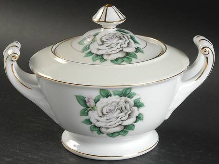 White Rose Sugar Bowl & Lid
