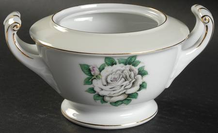 White Rose Sugar Bowl No Lid
