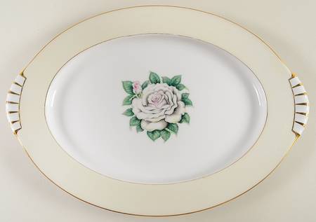 White Rose 15" Oval Serving Platter