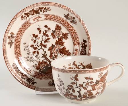 Indian Tree Brown (Japan) Flat Cup & Saucer Set
