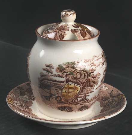 Mountain Woodland Jam/Jelly & Lid w/Attached Underplate