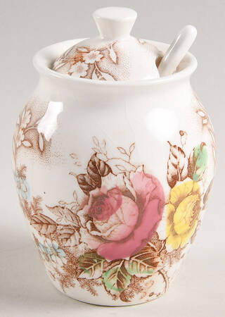 Rose Arbor Brown Multicolor Jam/Jelly & Lid W/Spoon