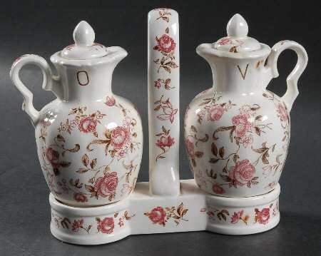 Rose Garden Vinegar and Oil Tray Set