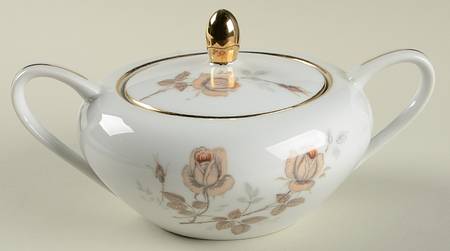 Wood Rose Sugar Bowl & Lid