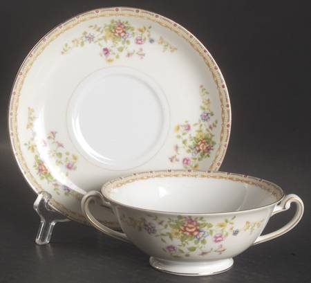 Patricia Footed Cream Soup Bowl & Saucer Set