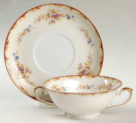 Wembley Footed Cream Soup Bowl & Saucer Set
