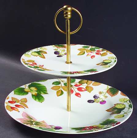 English Country Fruit 2 Tiered Serving Tray (Dinner & Salad Plate)
