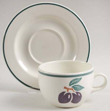 Fancy Fruit Flat Cup & Saucer Set