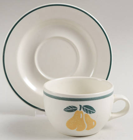 Fancy Fruit Flat Cup & Saucer Set