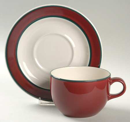 Fusions Raspberry Flat Cup & Saucer Set