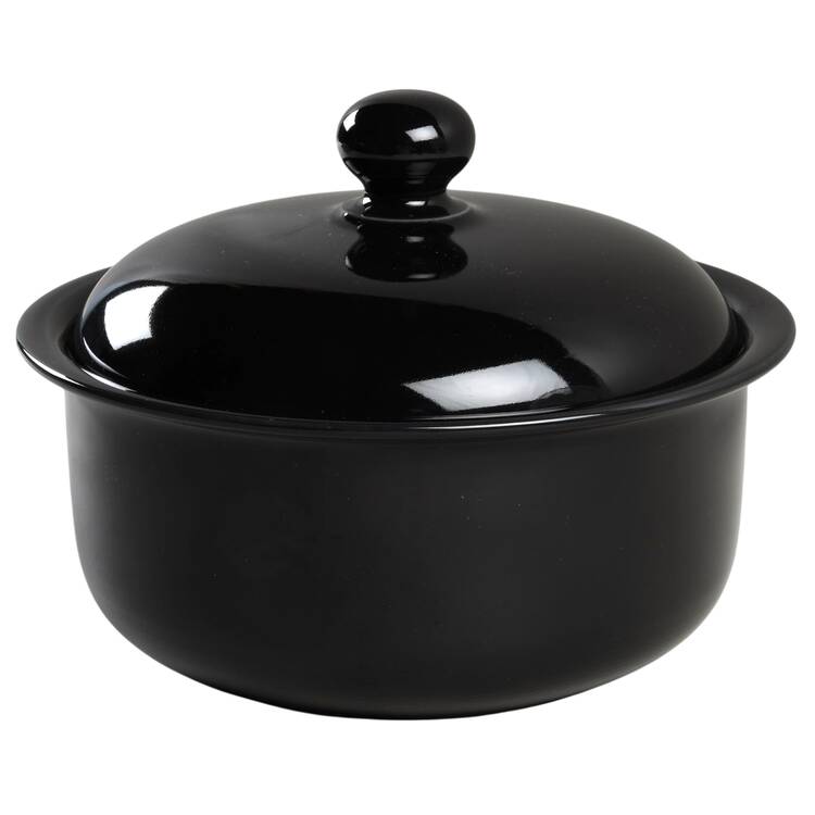 Solid Color Black 2 Qt Round Covered Casserole