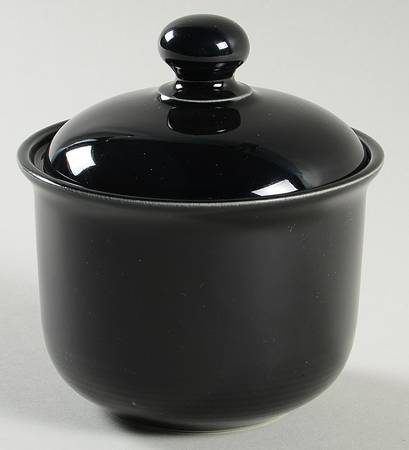 Solid Color Black Sugar Bowl & Lid