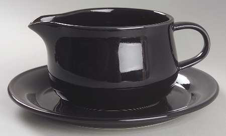Solid Color Black Gravy Boat & Underplate