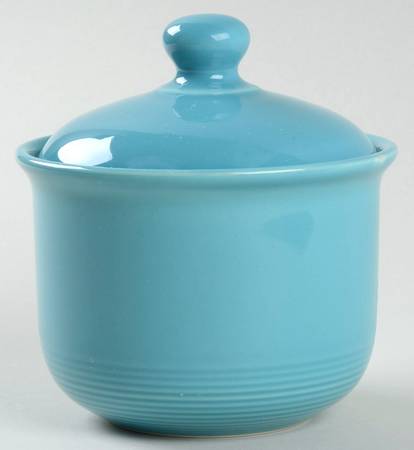 Solid Color Dark Aqua Sugar Bowl & Lid