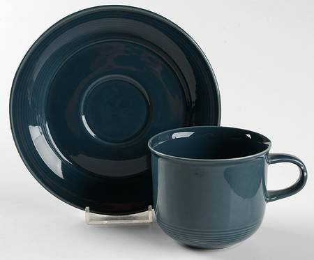 Solid Color Dark Blue Flat Cup & Saucer Set