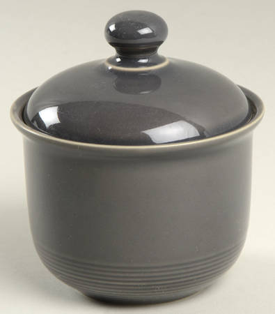 Solid Color Dark Gray Sugar Bowl & Lid