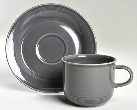 Solid Color Dark Gray Flat Cup & Saucer Set
