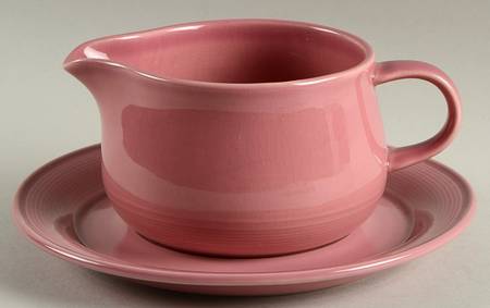 Solid Color Dark Rose Round Gravy Boat & Underplate
