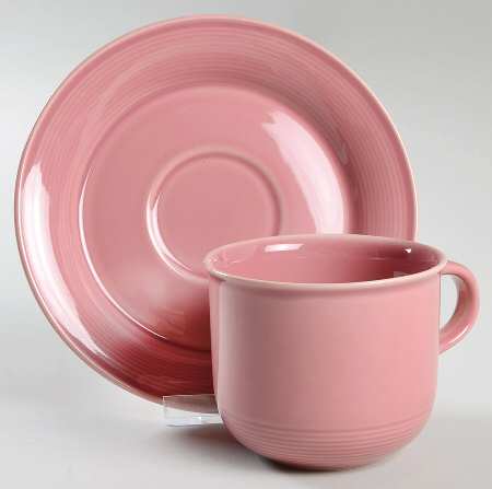 Solid Color Dark Rose Flat Cup & Saucer Set