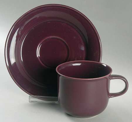 Solid Color Eggplant Flat Cup & Saucer Set
