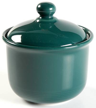 Solid Color Evergreen Sugar Bowl & Lid