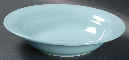 Solid Color Light Aqua Rim Soup Bowl