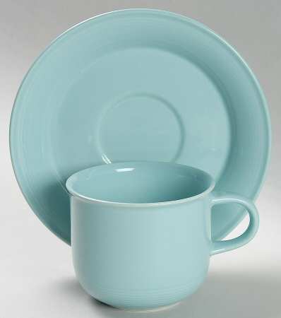 Solid Color Light Aqua Flat Cup & Saucer Set
