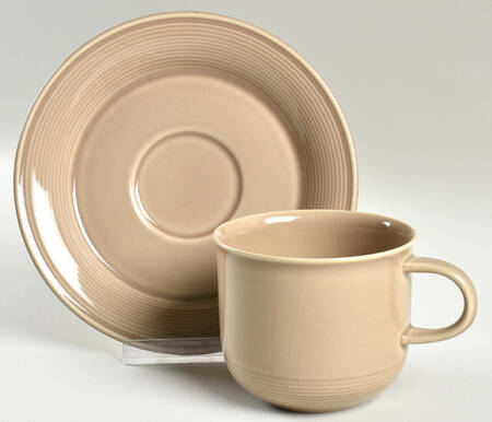Solid Color Light Brown Flat Cup & Saucer Set